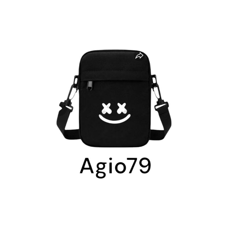 Tas Sling Bag Pria Wanita Desain Unik Smiley face ukuran Kecil Tahan Air