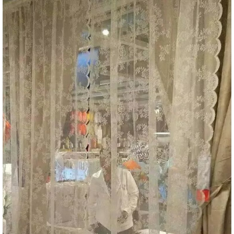 IKEA ALVINE SPETS Vitrase Original 1 pasang, 145x250 putih pudar