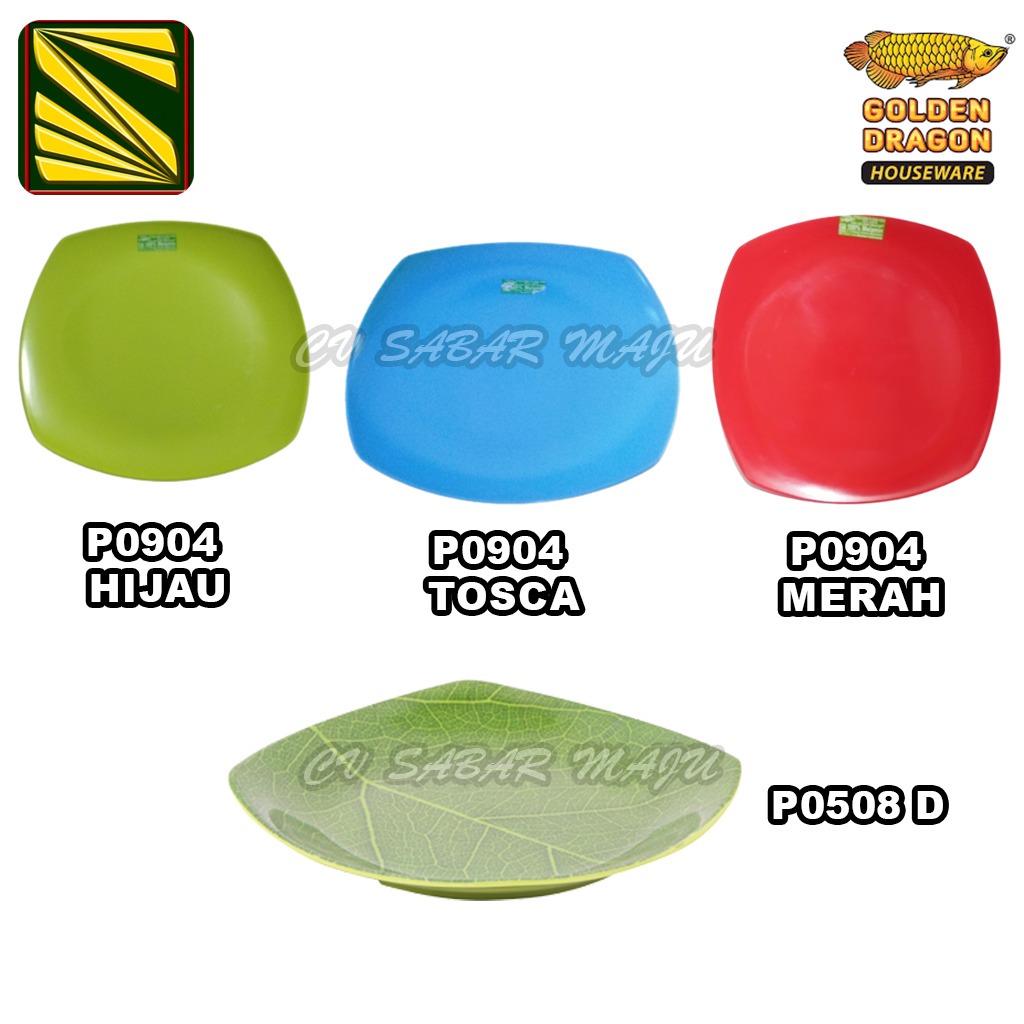 Golden Dragon Piring Makan / Piring Melamin / Piring Melamin Kotak (9inch)