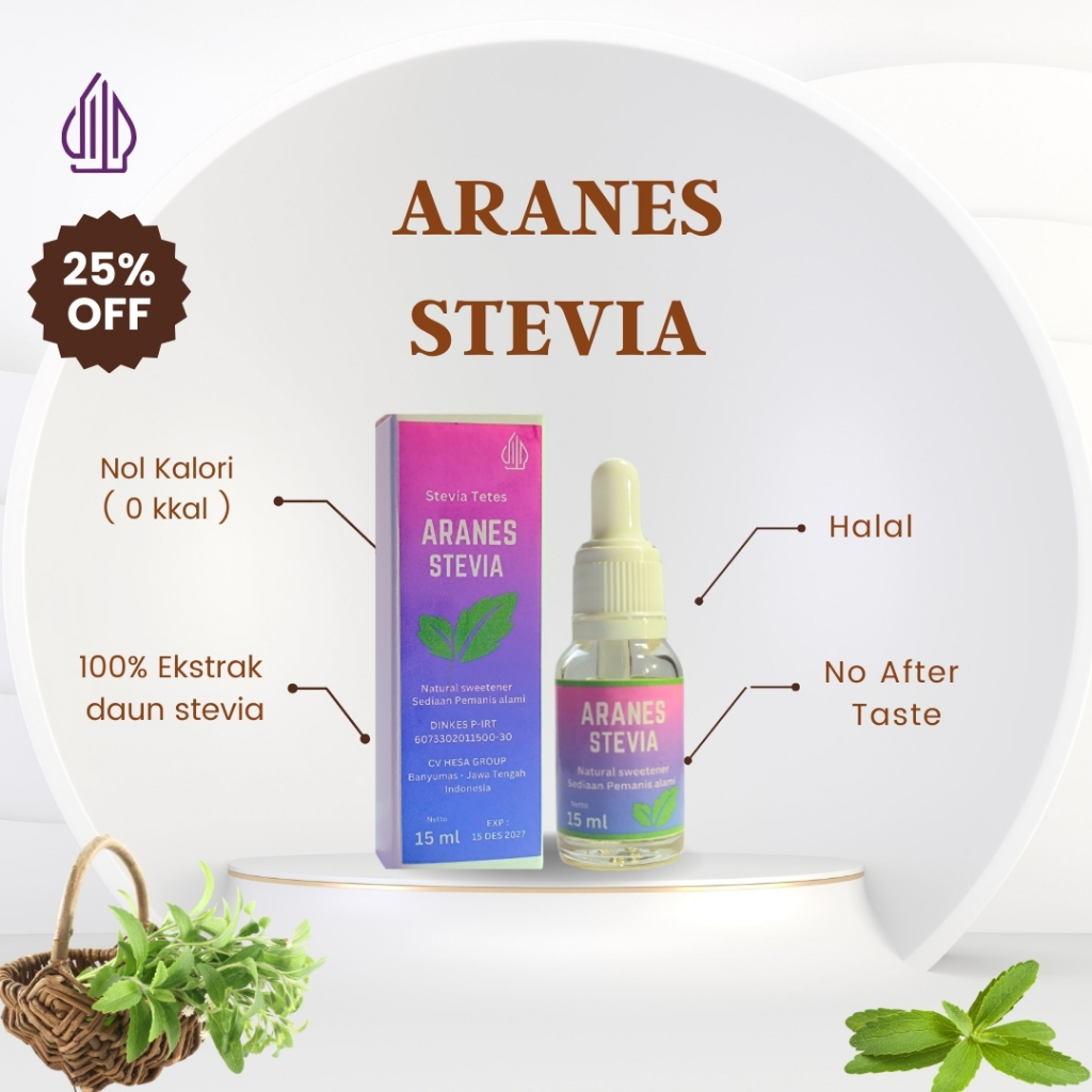 

Terlaris Aranes Stevia Pemanis Alami Pengganti Gula Cair Tetes Stevia Sweetener 0 Kalori 0 Gula