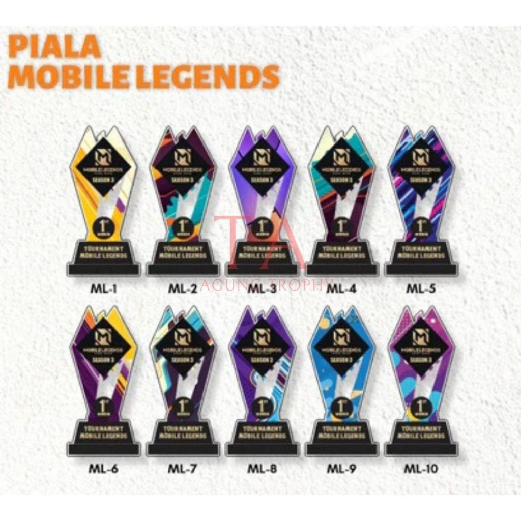 Piala Mobile Legend Trophy Mobile Legend Kejuaraan Mobile Legend Bahan Akrilik Free Design Custom
