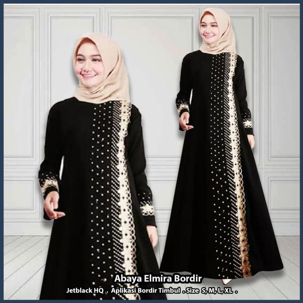 ABAYA MADINNA BORDIR Elmira hitam variasi arabian dress