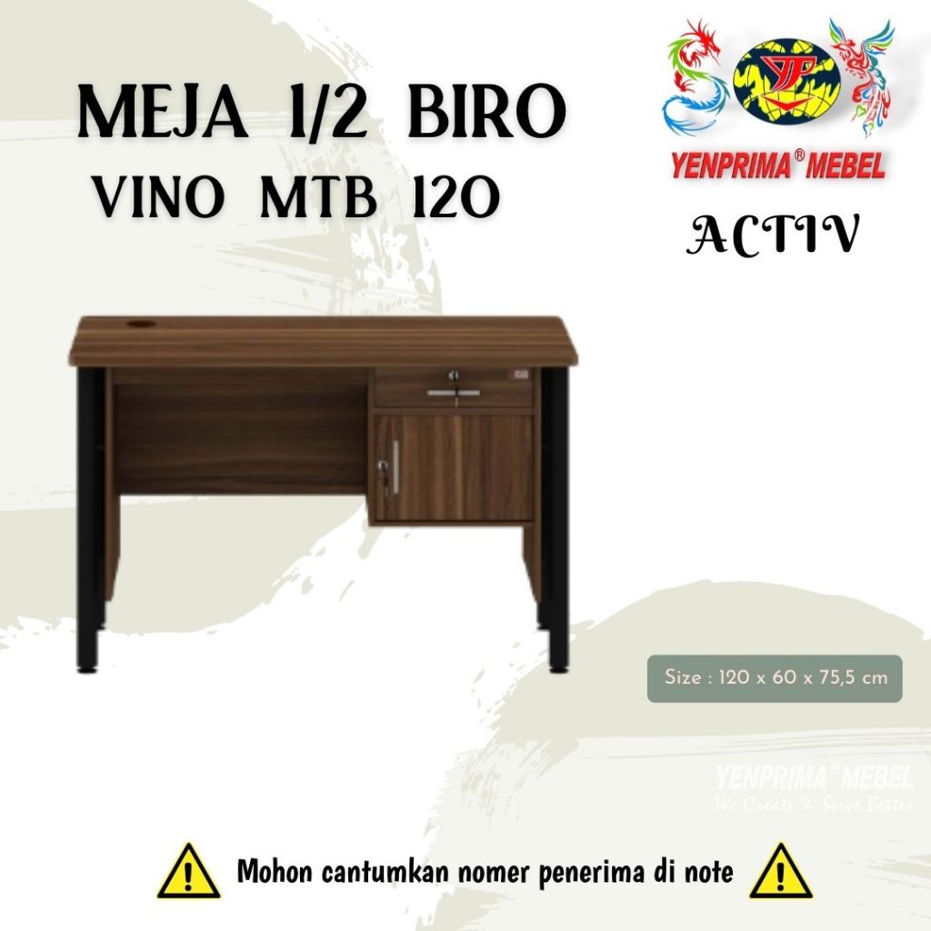 [YENPRIMA] ACTIV VINO MTB 120/Meja Kerja/Meja Tulis Kantor
