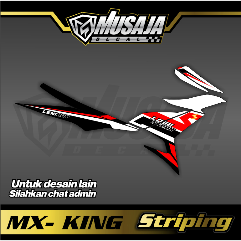 Decal Striping mx king merah hitam - dekal transparan uv mx king