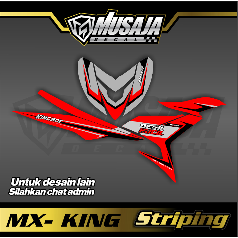 Stiker striping mx king 150 merah hitam transparan uv glossy non full body custom