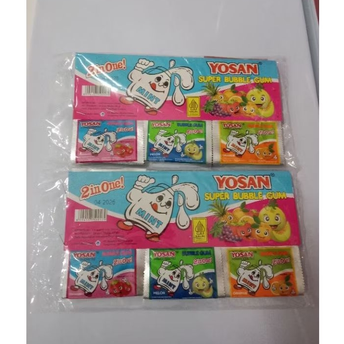 

PERMEN KARET YOSAN 2in1 SUPER BUBBLE GUM 1pack 24pcs