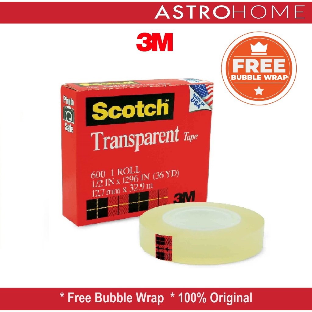 

Isolasi Selotip Lakban Bening Transparan Serbaguna Scotch 3M Transparent Tape 600 S (1/2 Inc x 36 Y / 12.7 mm x 32.9 M)