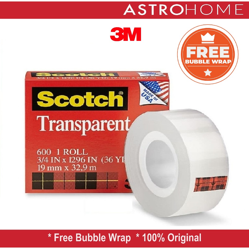 

Isolasi Selotip Lakban Bening Transparan Serbaguna Scotch 3M Transparent Tape 600 M (3/4 Inc x 36 Y / 19 mm x 32.9 M)