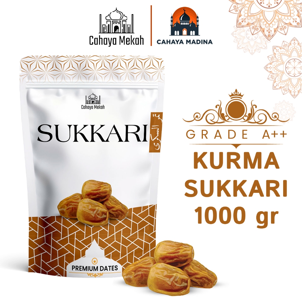 

Cahaya Mekah Kurma Sukkari Premium 1kg Pouch Sukkari Dates / Kurma Sukkari Original High Quality