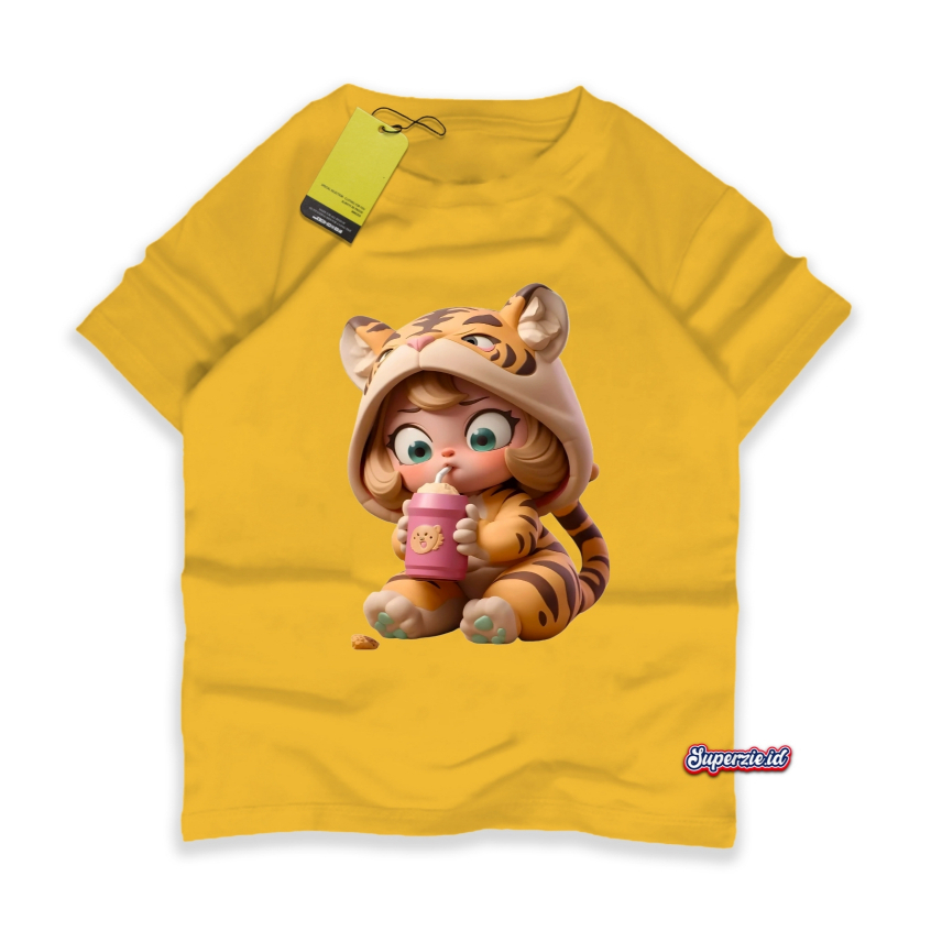 Superzie Kaos Anak 3D 4-12 Tahun  Motif Boy Macan kupluk 3 Dimensi Print DT128