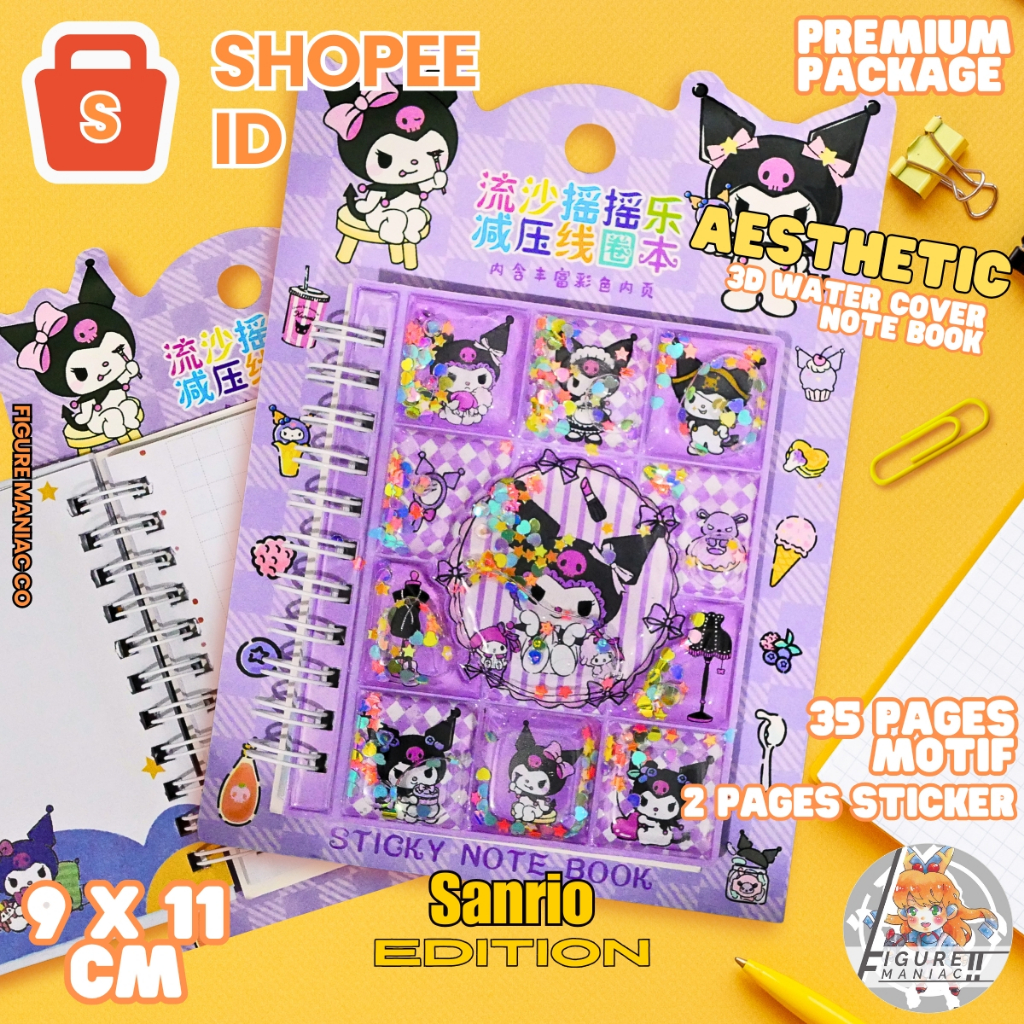 

[FM] - Buku Tulis / Note Book 3D Water Motif Sanrio Labubu + Sticker Premium Edition