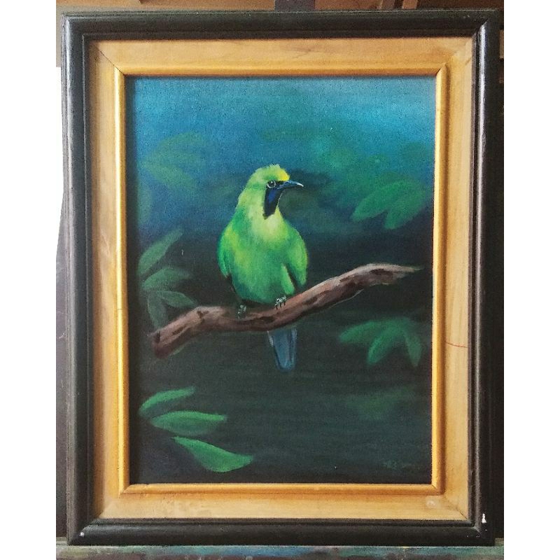 Lukisan Burung Cucak Ijo, Lukisan Asli Tangan, Lukisan Interior (30x40cm)