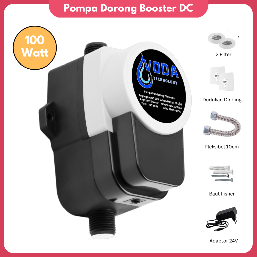 Pompa Air Dorong otomatis Booster pump DC 24V Keran Air Otomatis 100 Watt Kran Shower water heater b