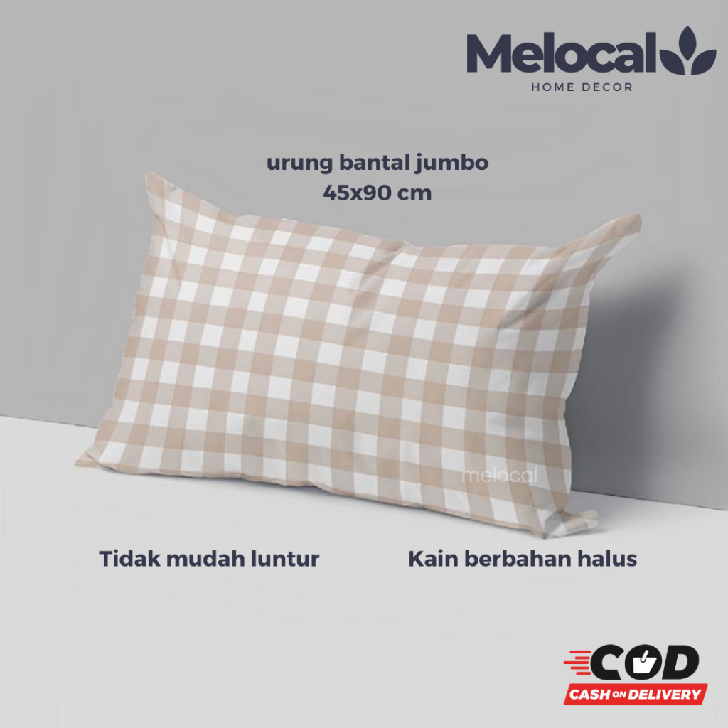 Urung/ kulit bantal JUMBO uk 45x90cm pakai resleting Kain katun halus untuk diisi kapuk dakron silik