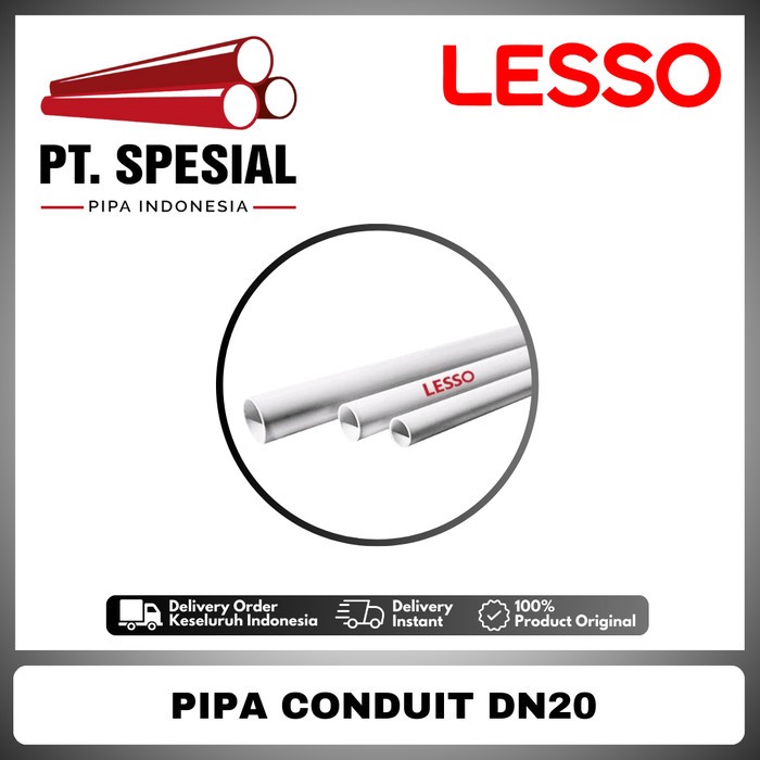 Lesso Pipa Conduit / Pipa Listrik DN20 Putih - 12