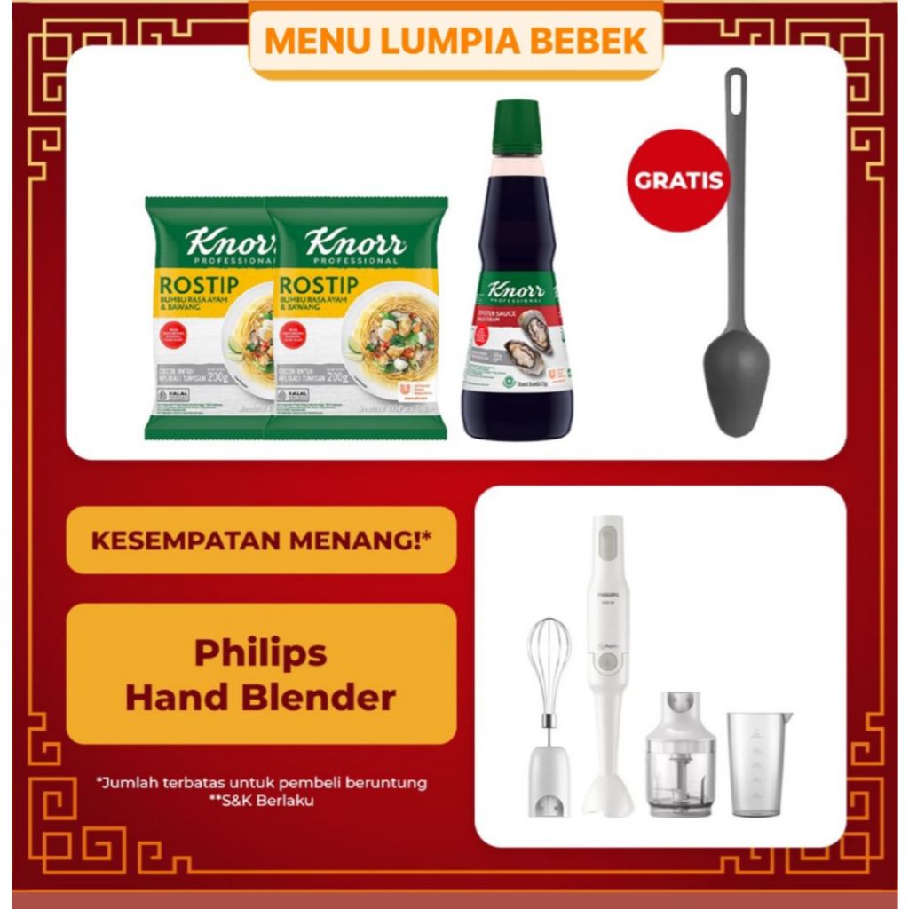 

Knorr Bumbu Penyedap Rostip Pouch 200G (X2) + Knorr Saus Tiram 1Kg + Free Gift - FULLANDAD Sendok 33cm