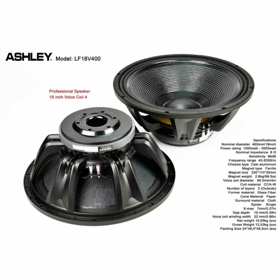 SPEAKER 18 INCI ASHLEY LF18V400/LF18 V400 2000 WATT KOMPONEN ashley 18V400