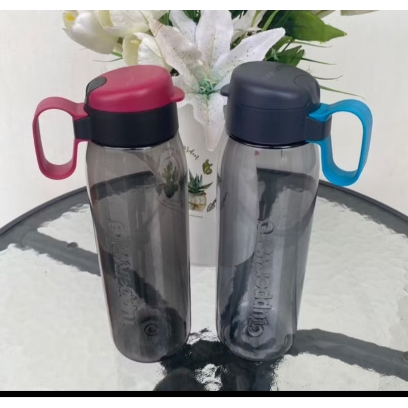 Promo Botol minum kristal h2go tupperware hitam 750 ml with handle
