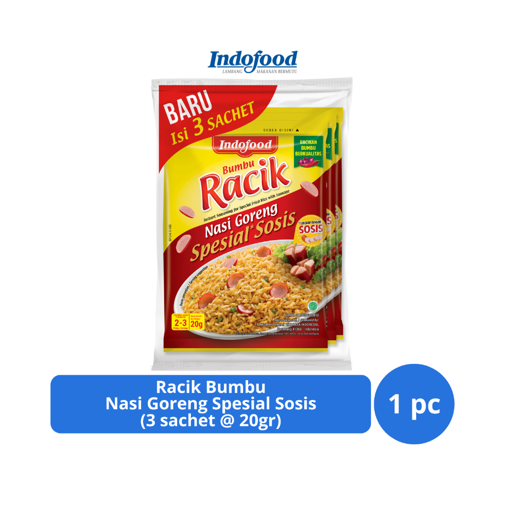 

Indofood Racik Bumbu Nasi Goreng Spesial Sosis 3s @ 20gr