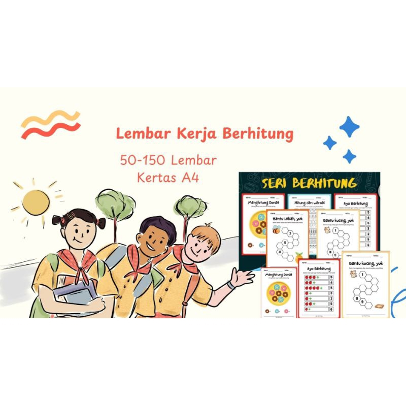 Lembar Kerja Berhitung Anak TK, SD. 50-150 Lembar