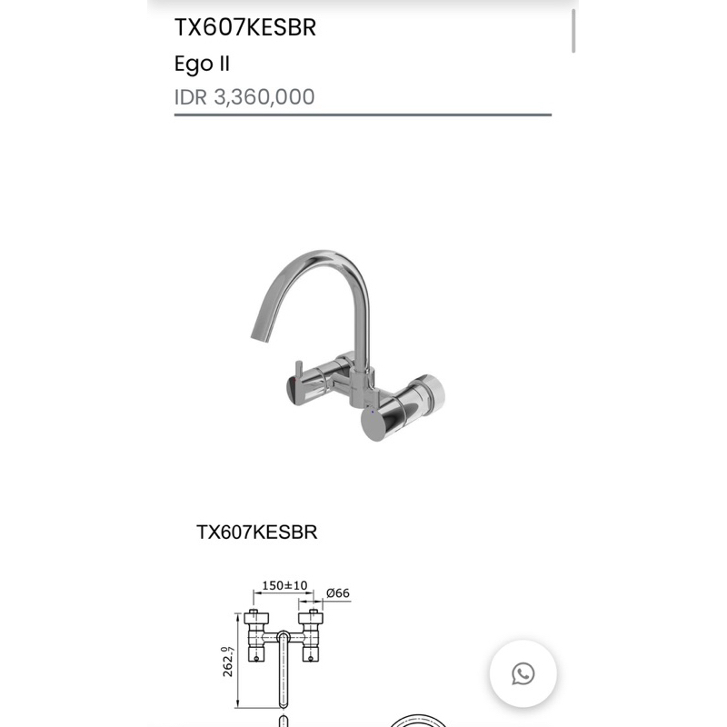 Kran Cuci Piring Sink Toto TX607KESBR panas dingin