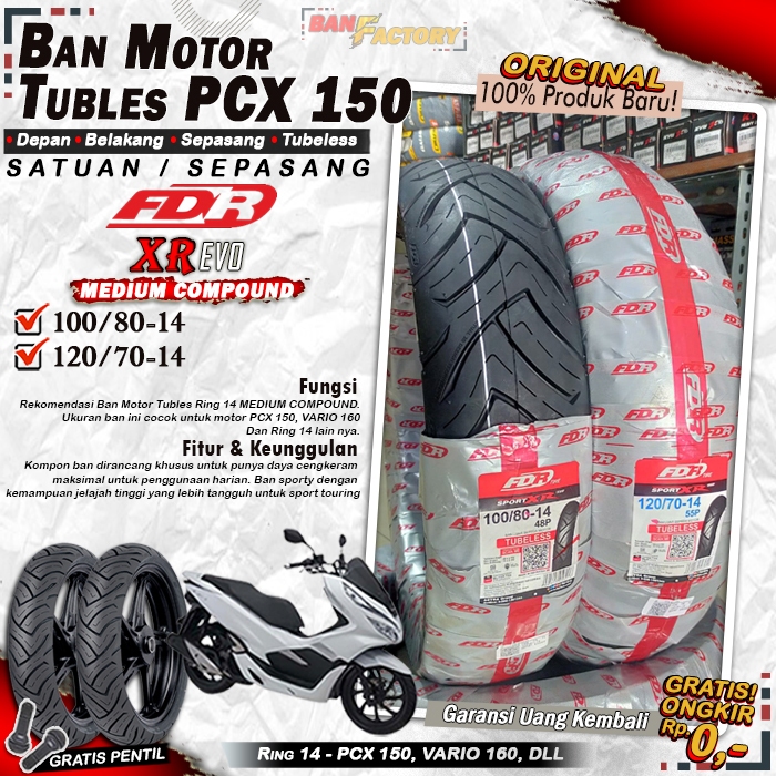 Ban Motor PCX FDR Xr Evo Ring 14 Tubles Ban Motor Tubeless PCX 150 Vario 160 Ring 14 Tubles