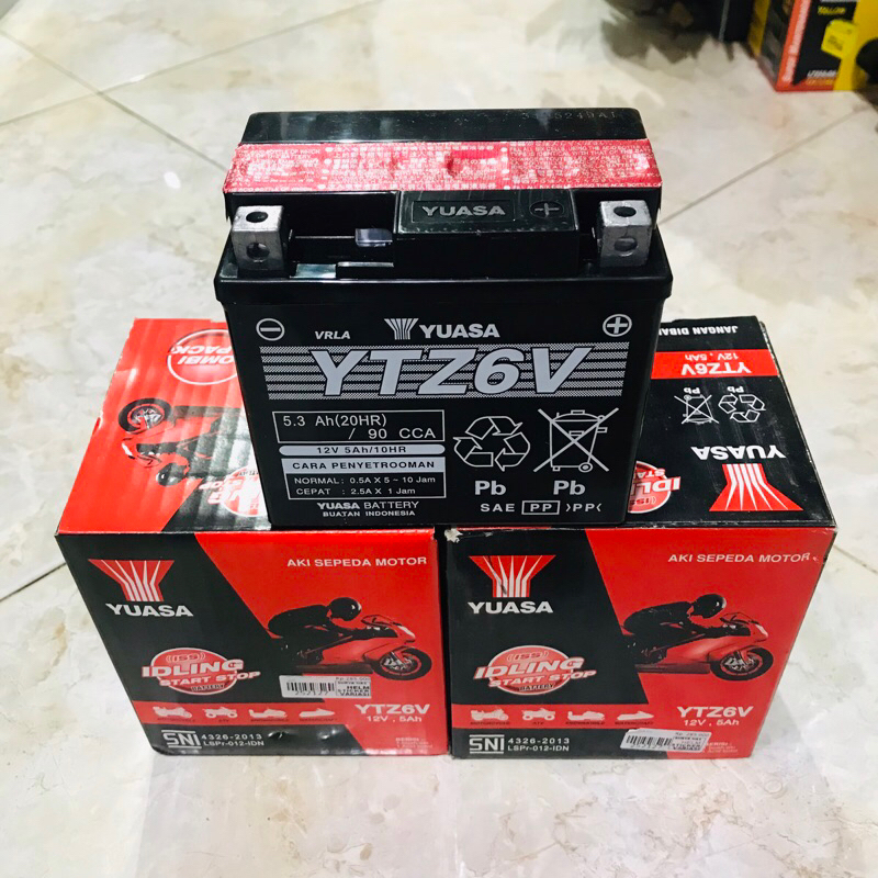 AKI YUASA BATERAI YTZ6V 5.3 AH (20HR) BEAT STREET,GENIO,VARIO125/150,PCXSCOOPY,SUPRA,SATRIA,NMAX