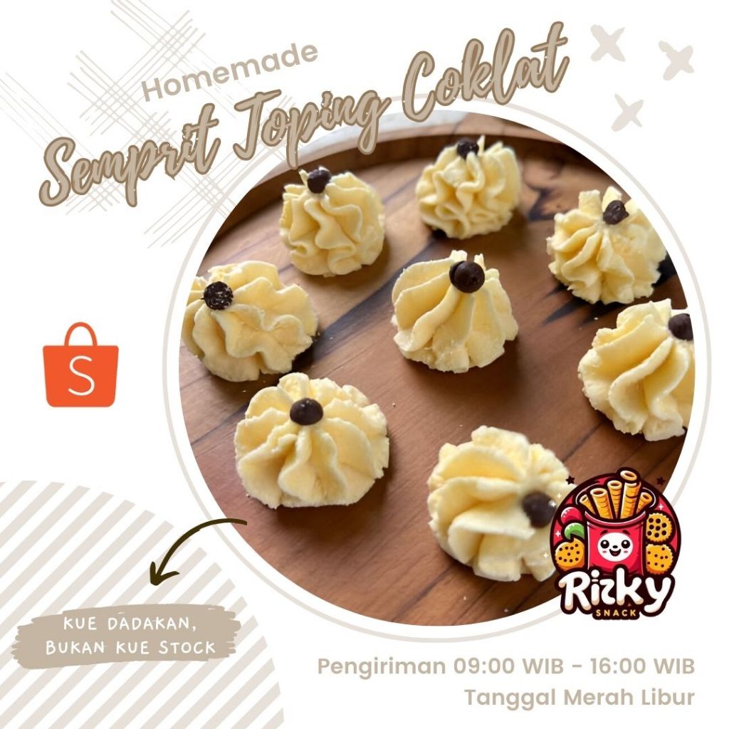 

kue lebaran / kue kering / kue semprit / semprit toping coklat / cemilan / camilan 250gr