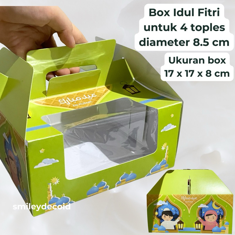 [10PCS] Box Hampers Lebaran Idul Fitri ukuran 17 x 17 x 8 cm untuk 4 Toples diameter 8.5cm Dus Kardu