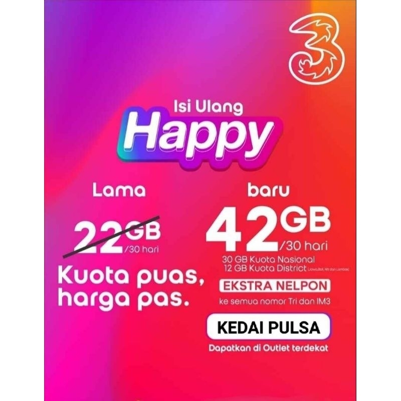 PAKET DATA TRI 42GB 28 HARI