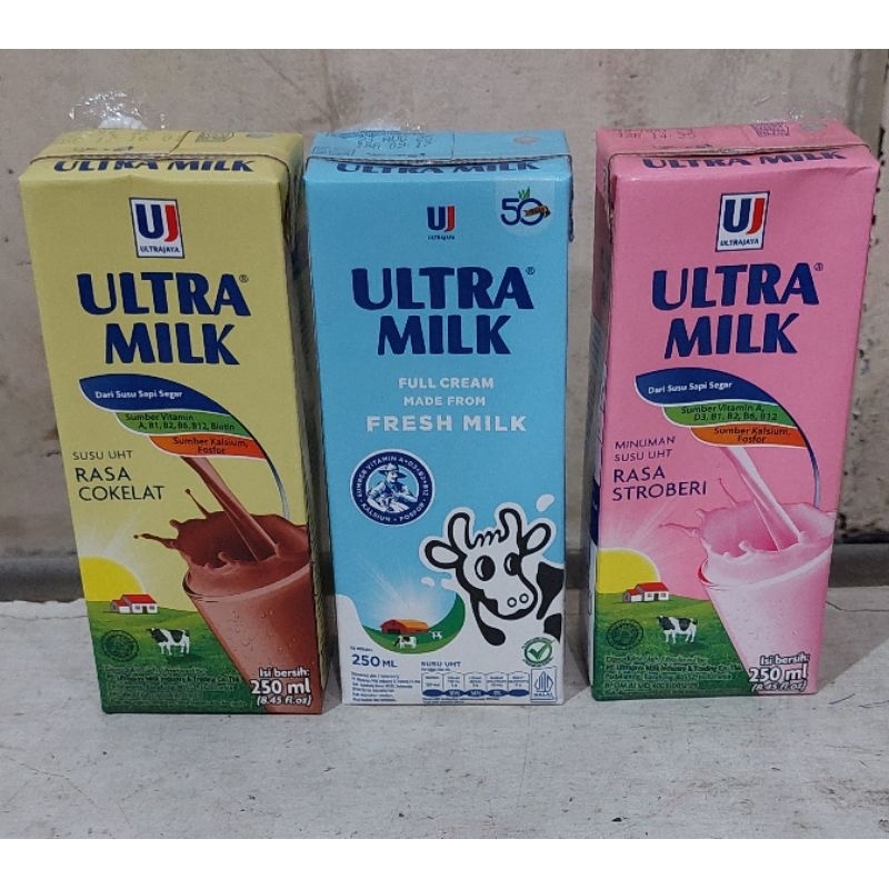 

Ultra Milk UHT 250ml DUS isi 24 pak - Strawberry Full Cream Cokelat