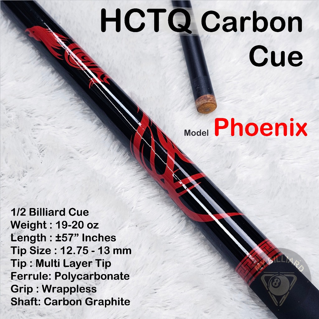 HCTQ Carbon Cue Phoenix Stick Billiard 13mm - Stik Billiar HCTQ Cue Karbon Graphite