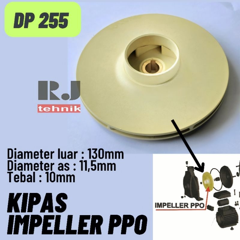 DP255 Impeller PPO Plastik Kipas Pompa Air Spi Spare Part Suku Cadang DP 255