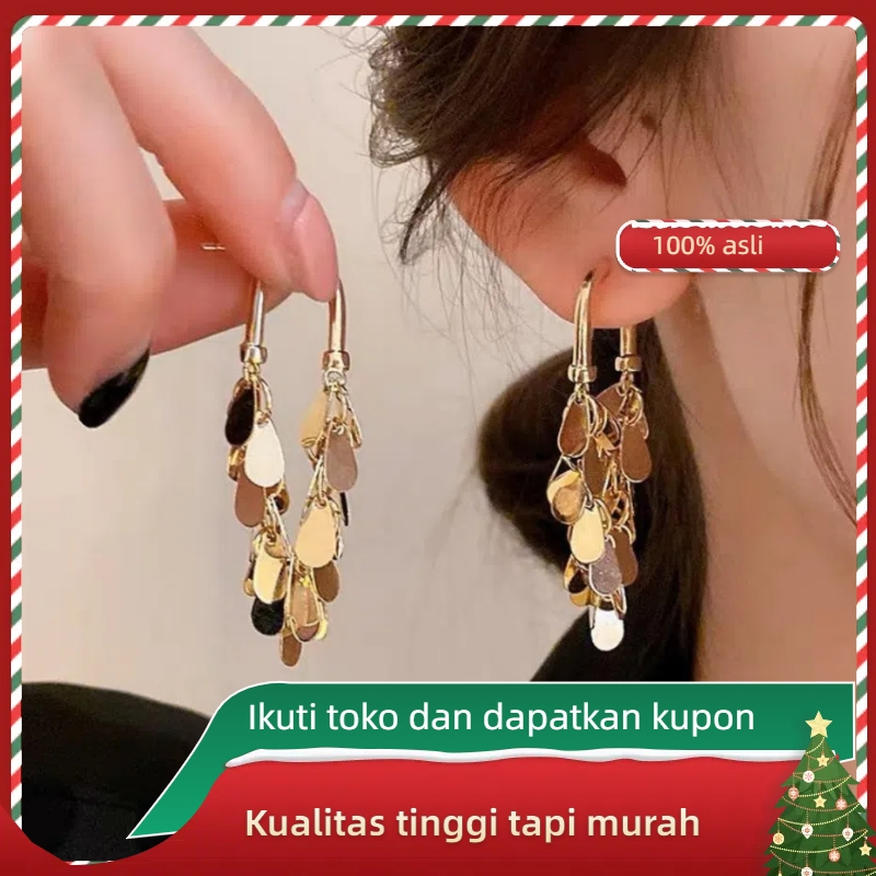 AT49 - ANTING CHAIN DROP clip juntai gold glam model fashion korean titanium steel panjang anti kara