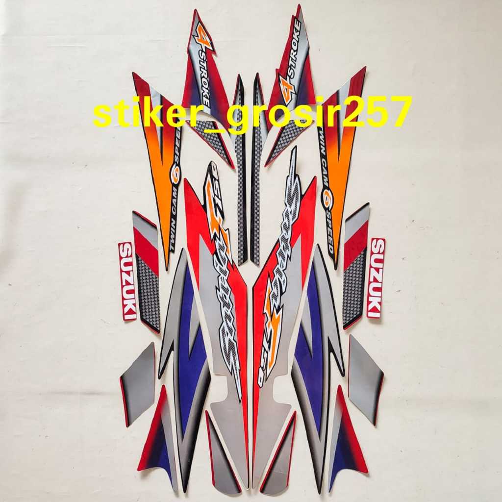 STIKER STRIPING LES LIST BODY MOTOR SUZUKI SATRIA FU CBU 2006 2007 MERAH HITAM