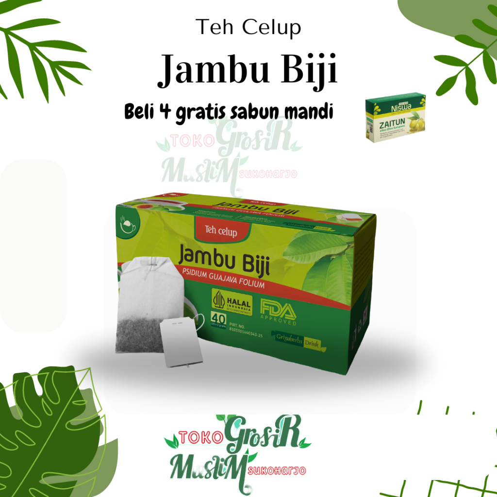 

Teh celup jambu biji griya herba isi 20 kantong teh herbal untuk meredakan diare dan mual halal