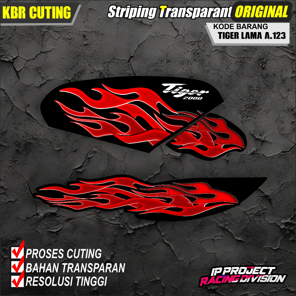 (COD) STIKER STRIPING MOTOR HONDA TIGER LAMA HOLOGRAM DAN TRANSPARAN KODE A.123