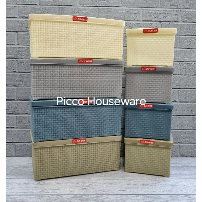 Kotak Tissue Plastik Motif Rotan / Tikar