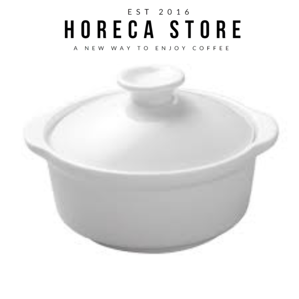 Mangkok Sup dengan Tutup / Mangkok Obat Keramik Porcelain Putih Polos / White Bowl with Lid / Wadah 