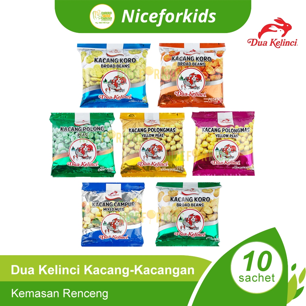 

Kacang Dua Kelinci Renceng isi 10 sachet / Kacang Campur / Kacang Koro / Kacang Polongmas / Kacang Polong