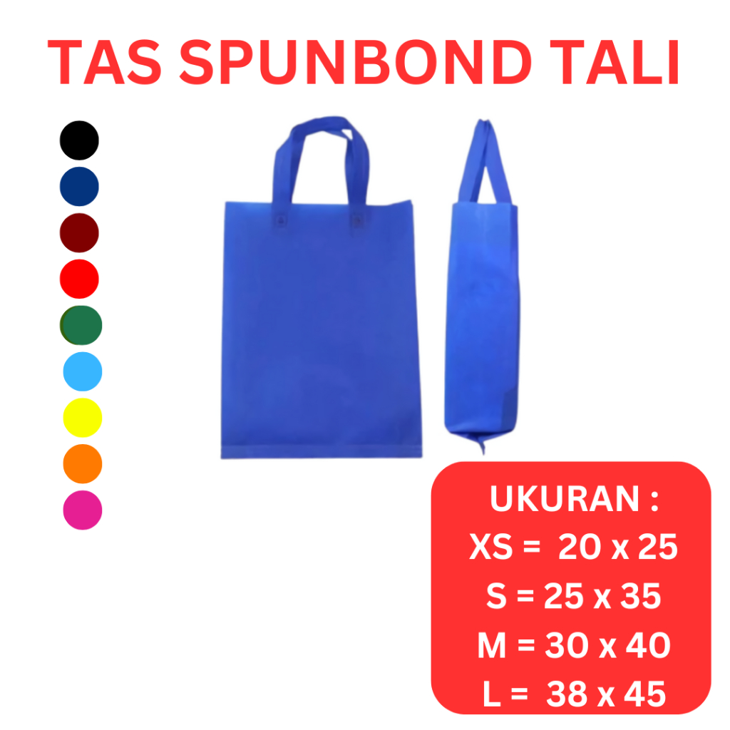 

Totebag Polos Bahan Tas Spunbond | Goodie Bag Tas Belanja Model Tali Warna Biru Cerah