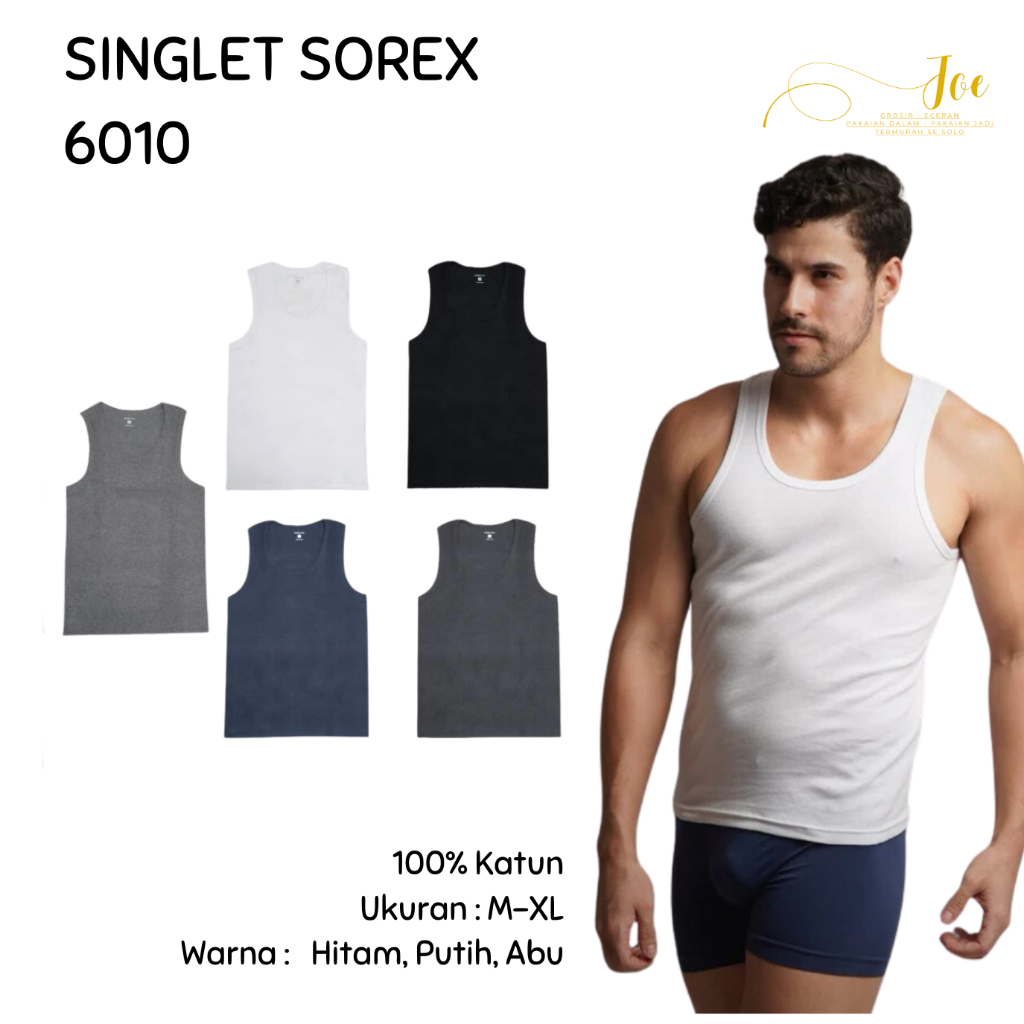 Singlet Pria SOREX 6010 Warna Abu Tua, , Abu Muda , Biru Tua Halus Murah / Kaos Dalam Cowok  - Joe