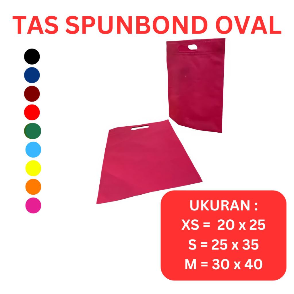 

Totebag Polos Oval Bahan Tas Spunbond | Goodie Bag Tas Kado Warna Pink