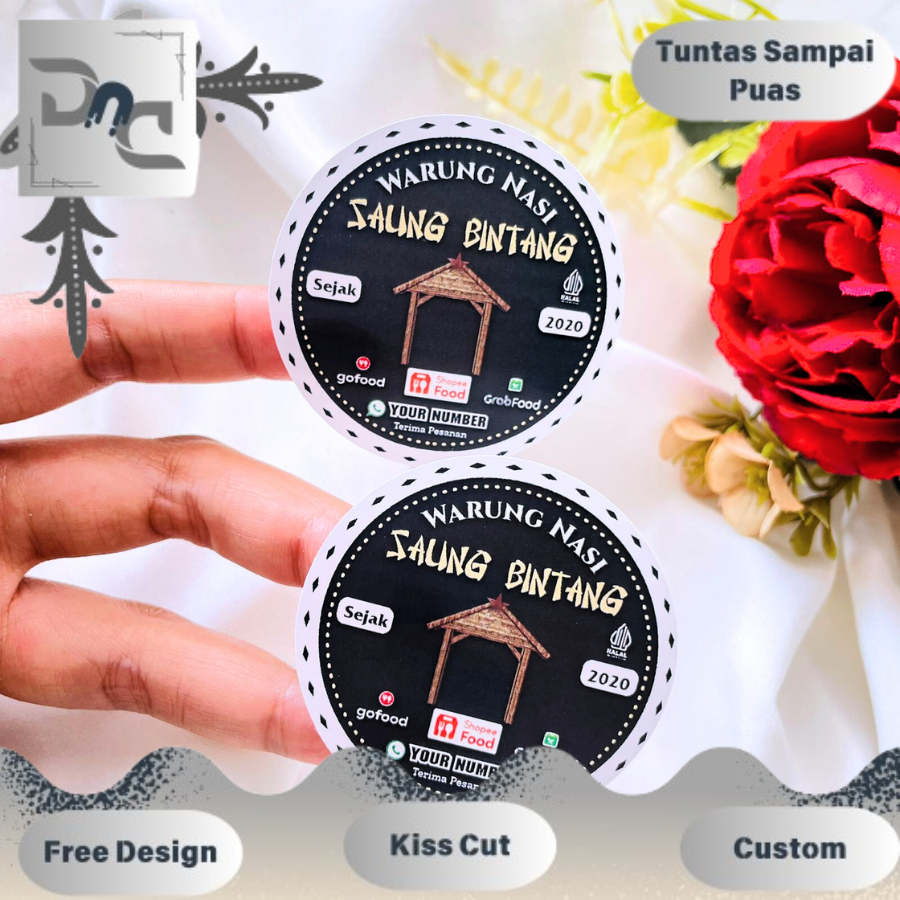 

2-4 Ready Stiker Rumah Makan Dnd Sticker Bulat Warung Nasi Label Free Desain Custom Nama Murah Kecil