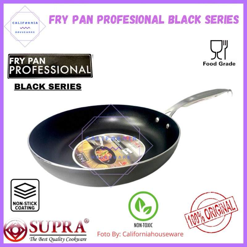 SUPRA Fry Pan Teflon Proffesional / Penggorengan Teflon Anti Lengket / Supra Fry Pan Black Series