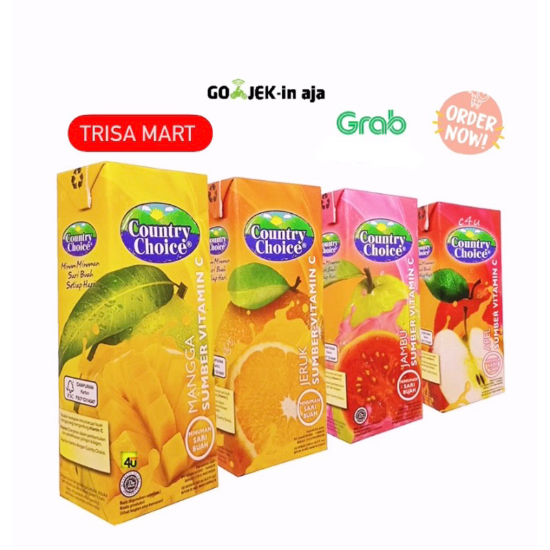 

Country choice sari buah 250ml isi 24 pcs (mangga apel jeruk jambu)