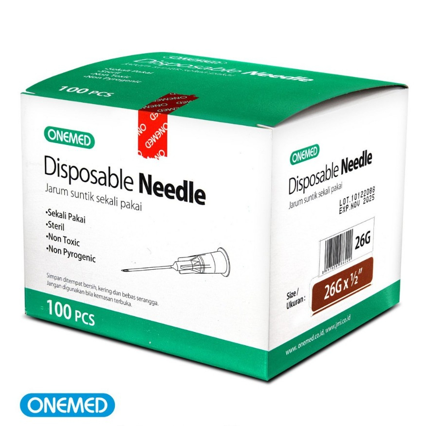 Needle / Jarum OneMed 18G 21G 22G 23G 24G 25G 26G 27G 30G 100pcs Disposable Needle Jarum Spuit Sunti