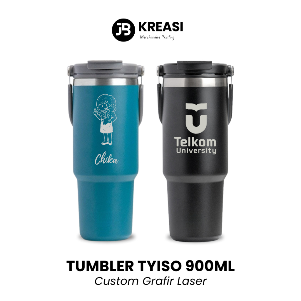 Tumbler Custom TYISOO (900mL) Grafir Laser Stainless Stell / Botol Minum Jumbo - JB Kreasi