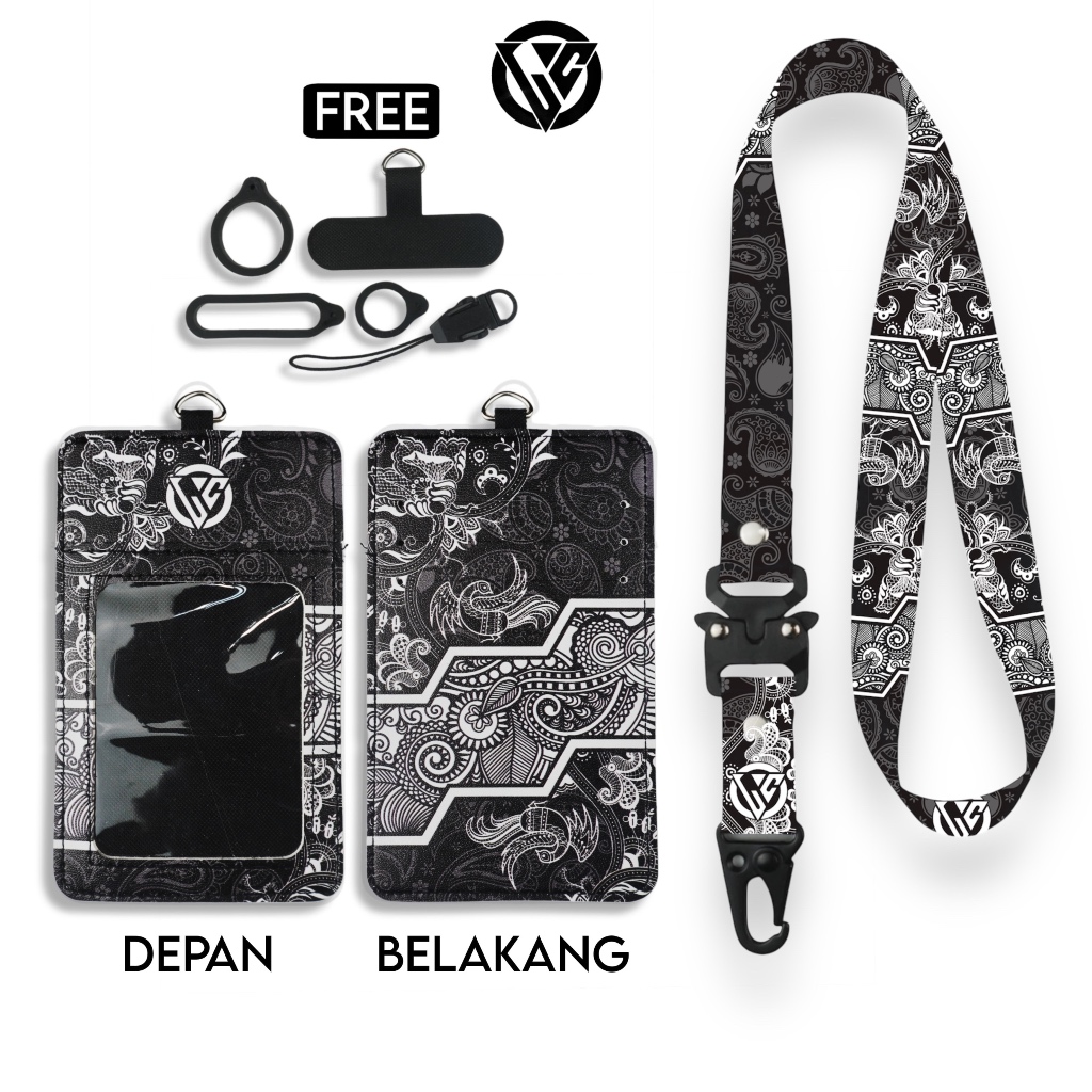 

Arm LC.ID Lanyard Id Card Holder Leather Printing UV Tali Lanyard Holder Kulit Printing - Paisley