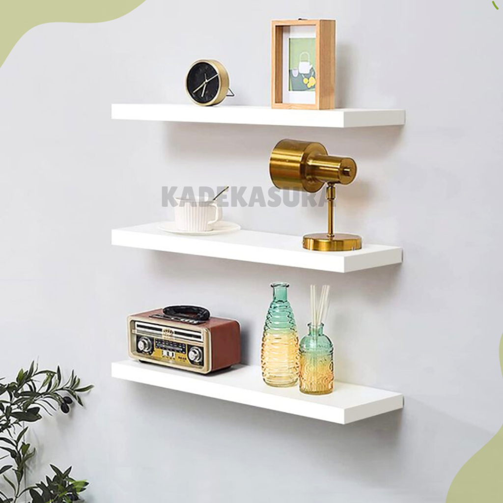 Ambalan Kayu 3 Susun Rak Dinding Tempel Tembok Serbaguna Isi 3 Pcs